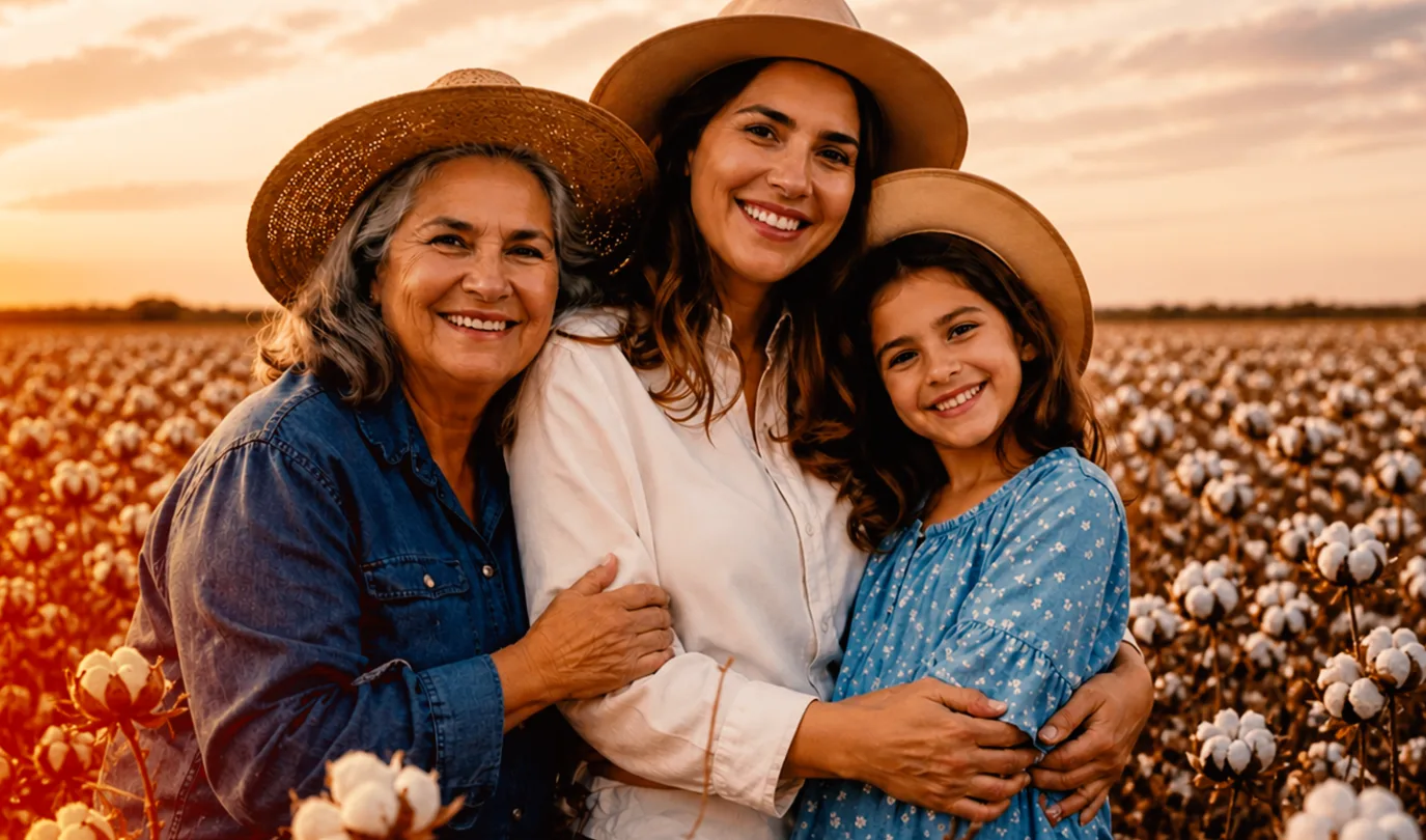 foto com 3 gerações, avó, mãe e filha