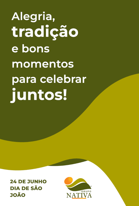 Descrição Campanha São João (d) Texto estilizado: Alegria, tradição e bons momentos para clebrar juntos!
